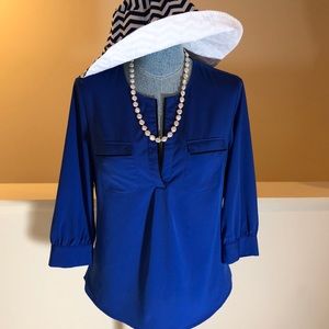 Banana Republic Blue Blouse 3/4 Sleeves Sz XS